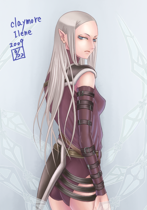 claymore, irene, long_hair, looking_back, osu, pointy_ears