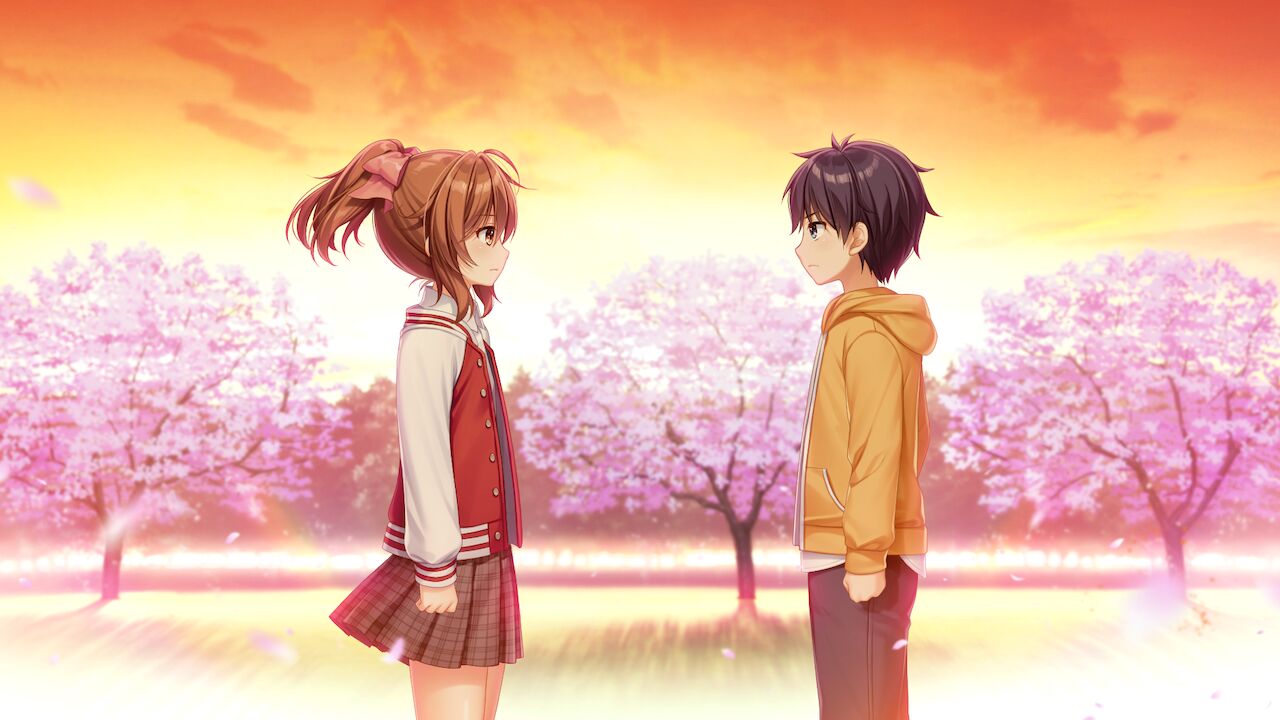 1boy, 1girl, alpha_(yukai_na_nakamatachi), ayase_aisa, black_hair, bow, brown_eyes, brown_hair