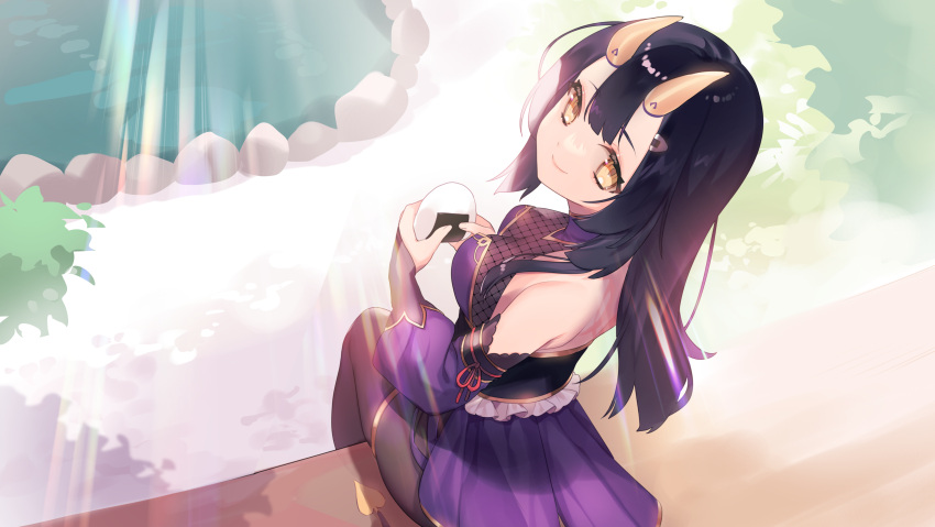 1girl, absurdres, back, bangs, bare_shoulders, black_hair, black_pants, blunt_bangs