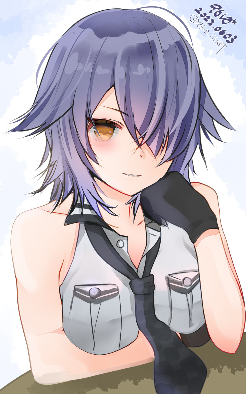 1girl, absurdres, black_gloves, black_necktie, breast_pocket, collared_shirt, eiji_(monochromexd), gloves