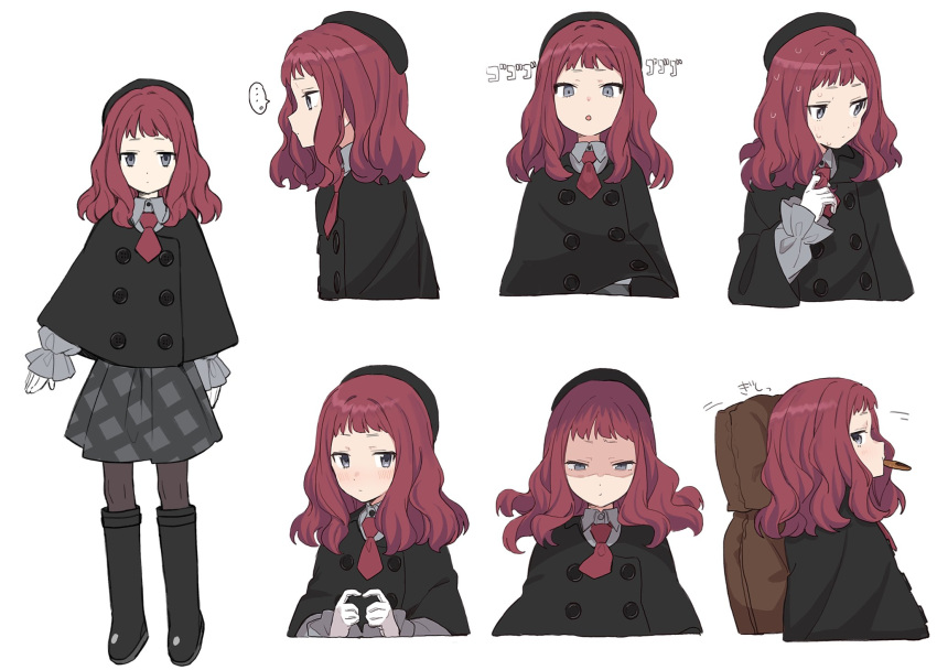 ..., 1girl, adjusting_clothes, adjusting_necktie, bangs, black_eyes, black_footwear, black_jacket
