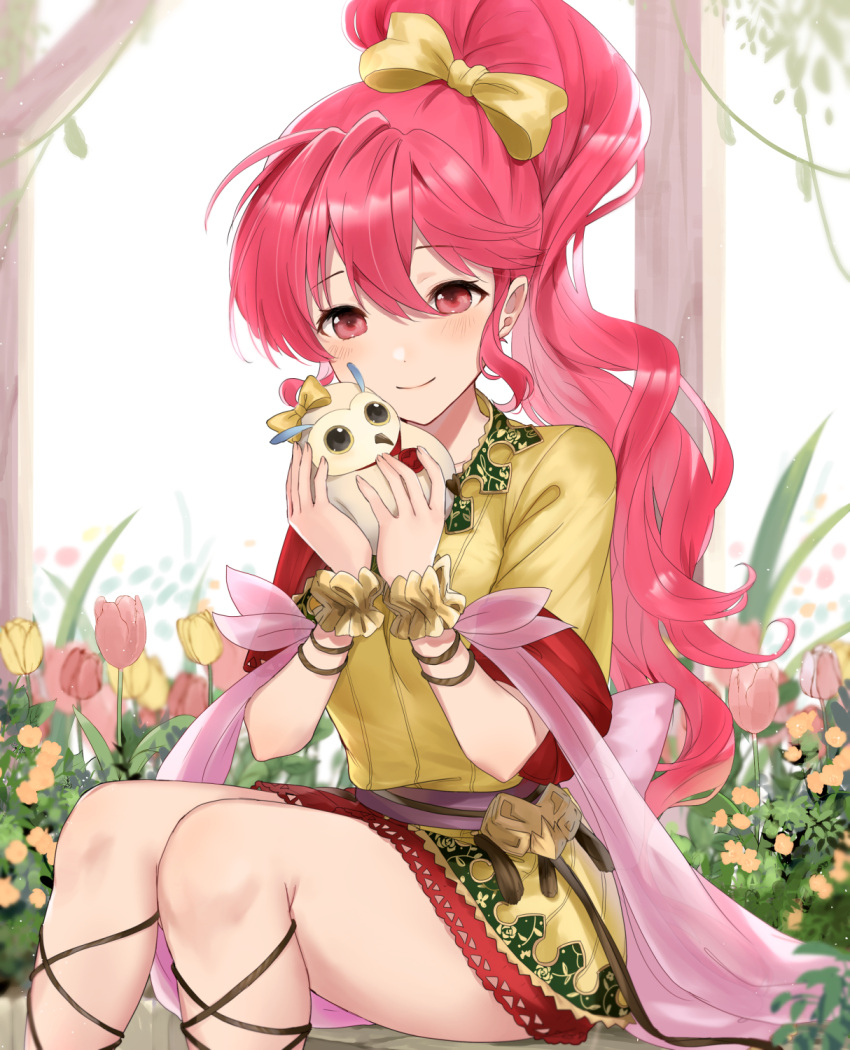 1girl, blush, bow, commission, dress, eyebrows_visible_through_hair, fire_emblem, fire_emblem:_mystery_of_the_emblem