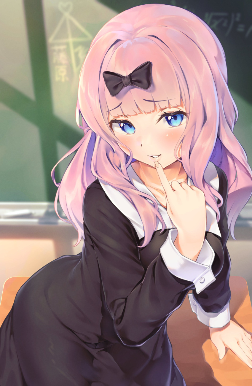 1girl, absurdres, ai_ai_gasa, bangs, black_bow, black_dress, blue_eyes, blunt_bangs