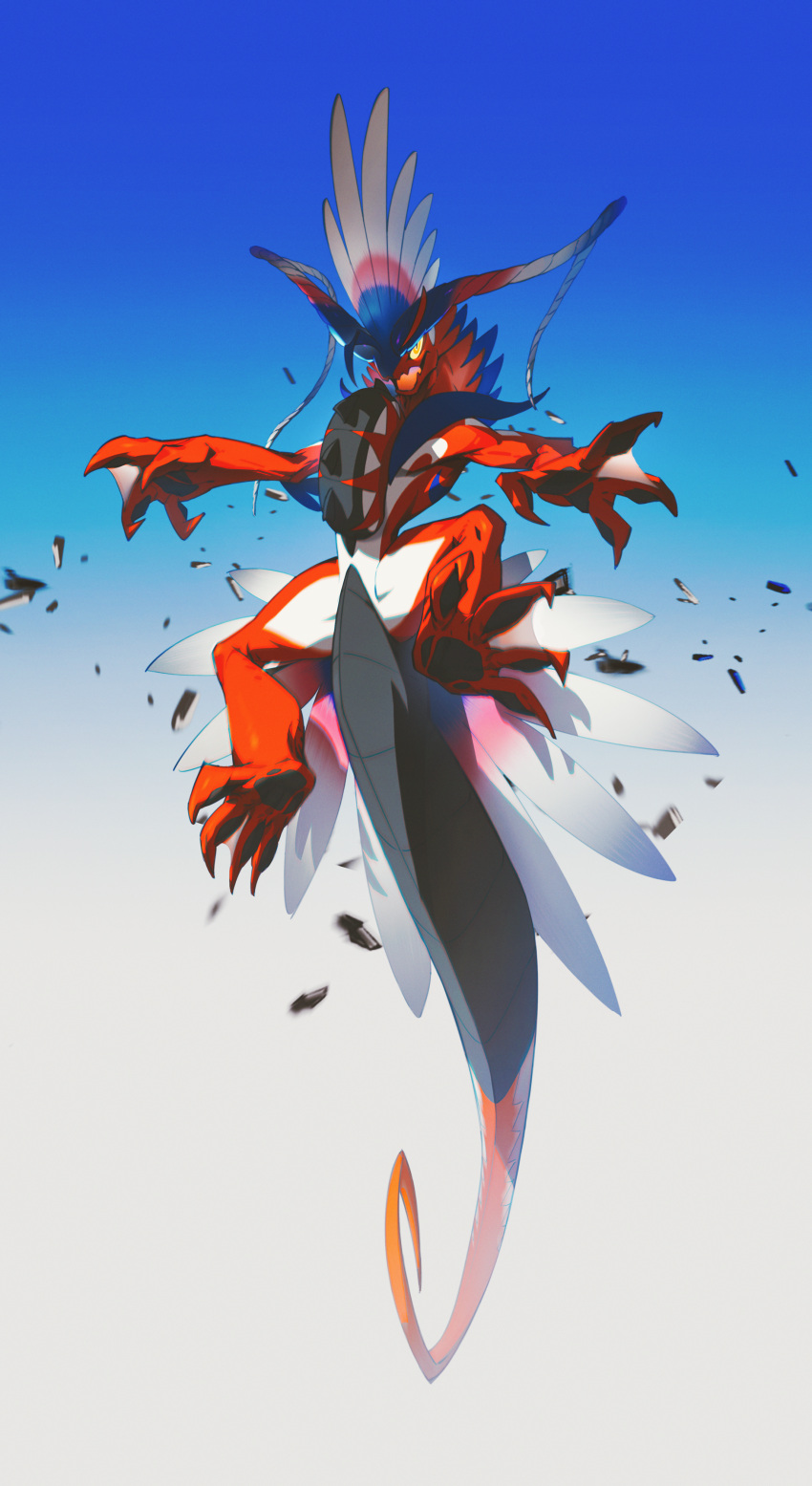 absurdres, blurry, colored_sclera, commentary_request, full_body, gradient, gradient_background, highres