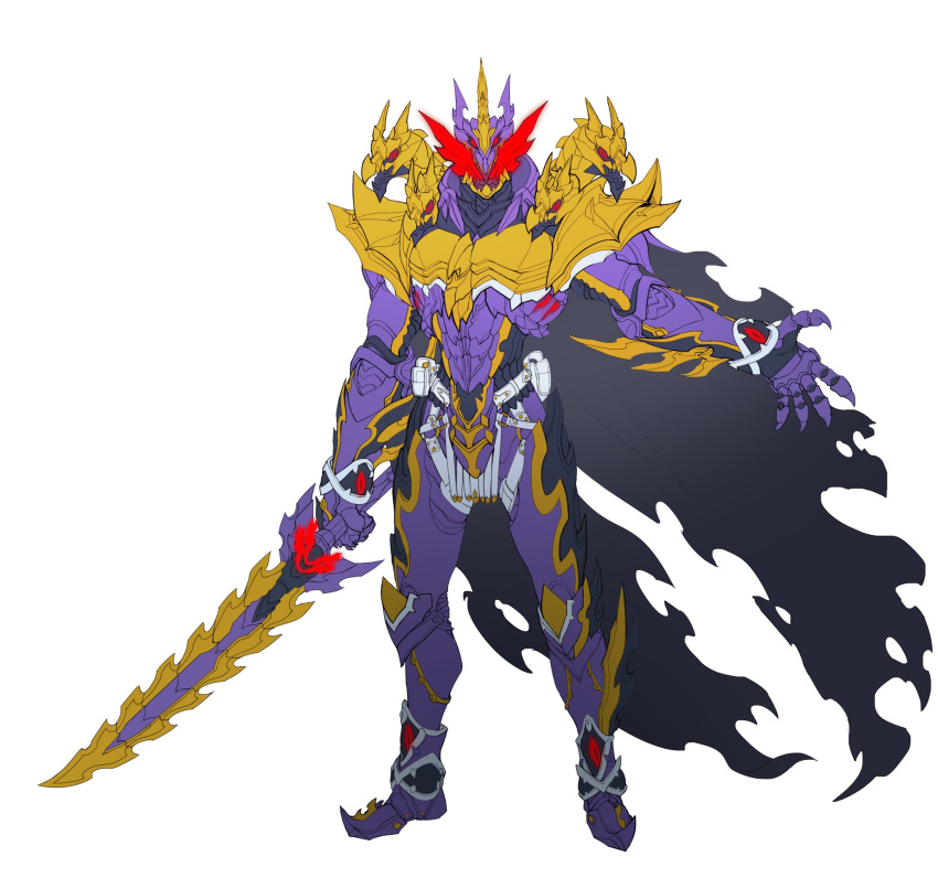 1boy, armor, black_cape, breastplate, breasts, cape, catball1994, clawed_gauntlets