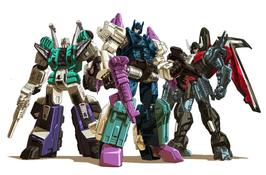 clenched_hand, commission, decepticon, english_text, gun, head_tilt, holding, holding_gun