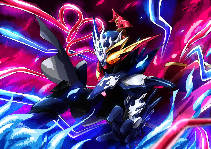 1boy, animal_ears, asymmetrical_footwear, asymmetrical_gloves, asymmetrical_legwear, blue_armor, blue_eyes, blue_footwear