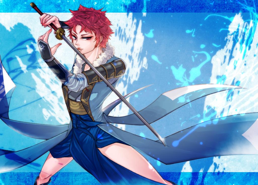 1girl, alternate_costume, armor, fire_emblem, fire_emblem_awakening, holding, holding_sword, holding_weapon