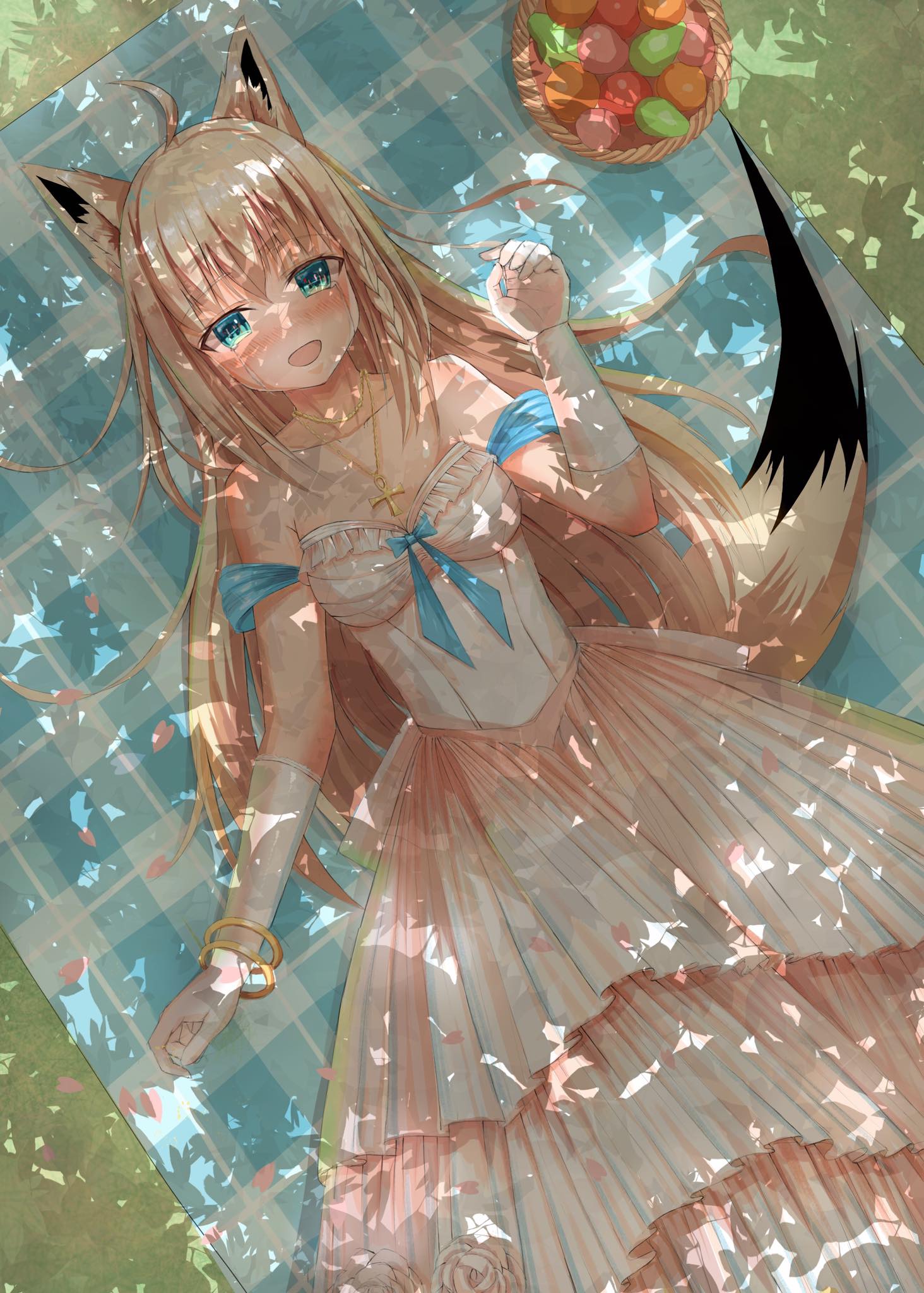 1girl, ahoge, animal_ear_fluff, animal_ears, bangs, blush, braid, breasts