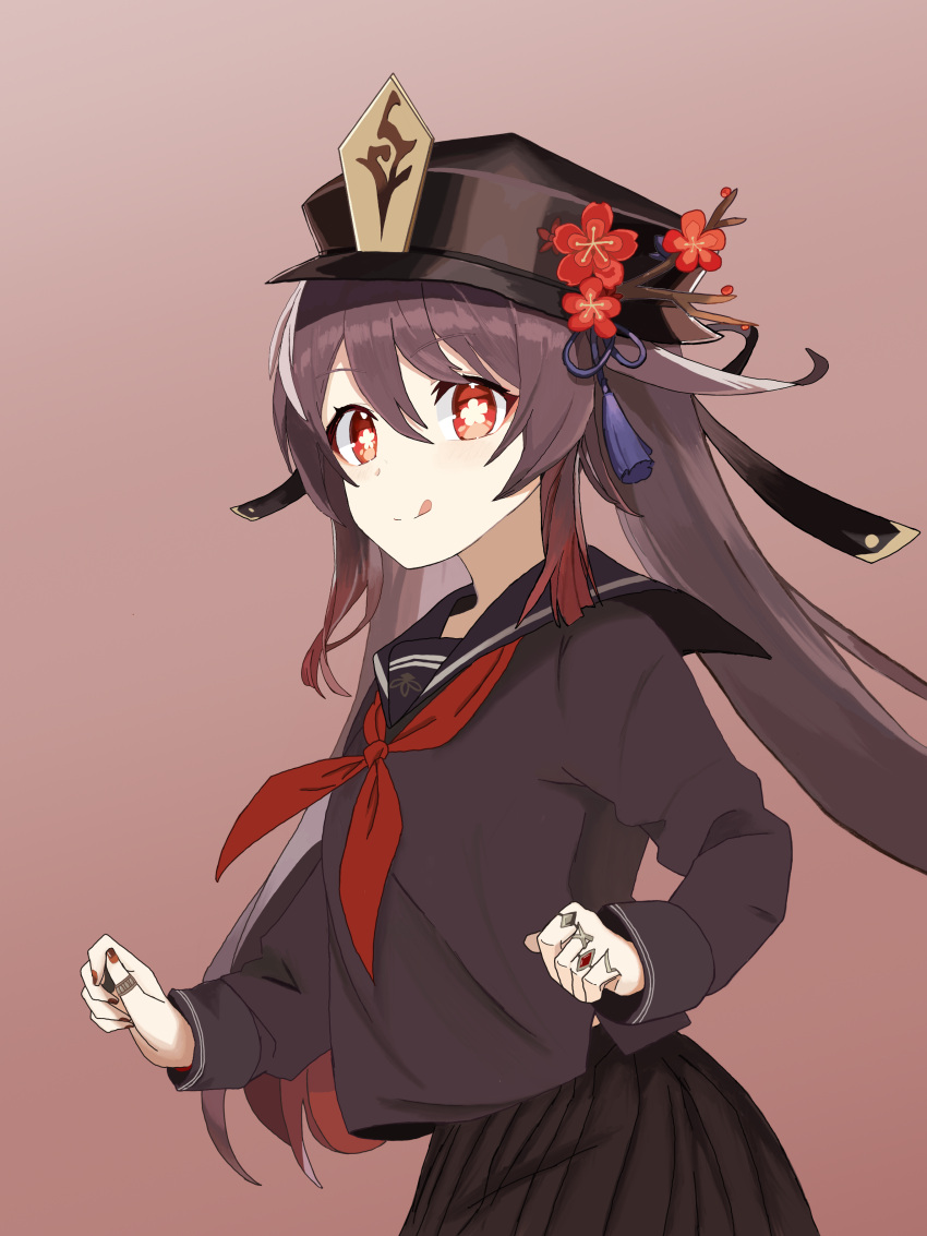 absurdres, brown_hair, flower, genshin_impact, hat, hat_flower, highres, hu_tao_(genshin_impact)