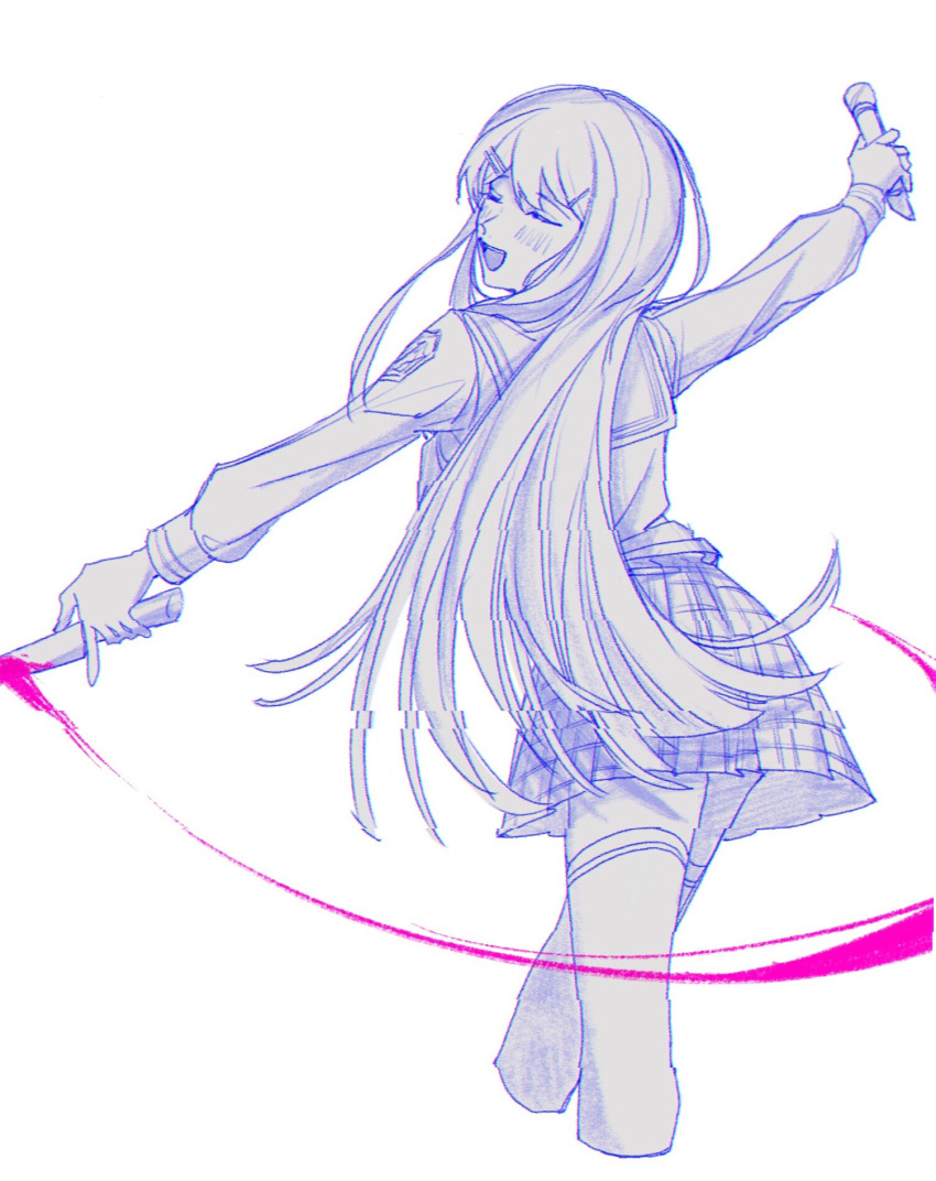 1girl, bangs, blood, blush, commentary_request, cropped_legs, danganronpa:_trigger_happy_havoc, danganronpa_(series)