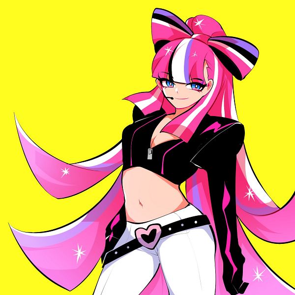 1girl, artist_request, bow, breasts, closed_mouth, commentary_request, cookie_run, crop_top