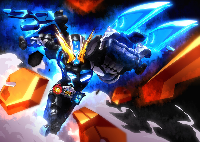 1boy, absurdres, armor, armor_removed, black_bodysuit, black_footwear, black_gloves, blue_armor