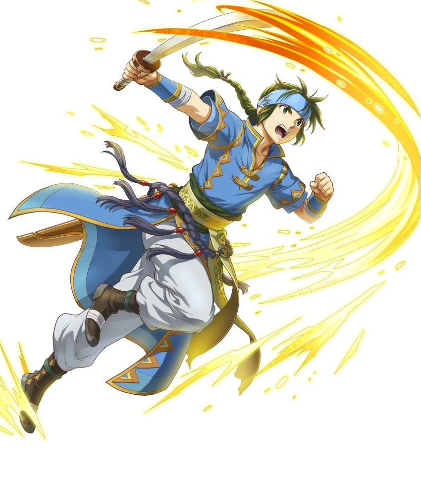 1boy, bangs, belt, boots, braid, clenched_hand, fire_emblem, fire_emblem:_the_blazing_blade