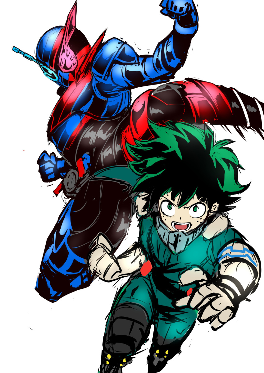 2boys, absurdres, animal_ears, bangs, belt, black_hair, blue_armor, blue_eyes