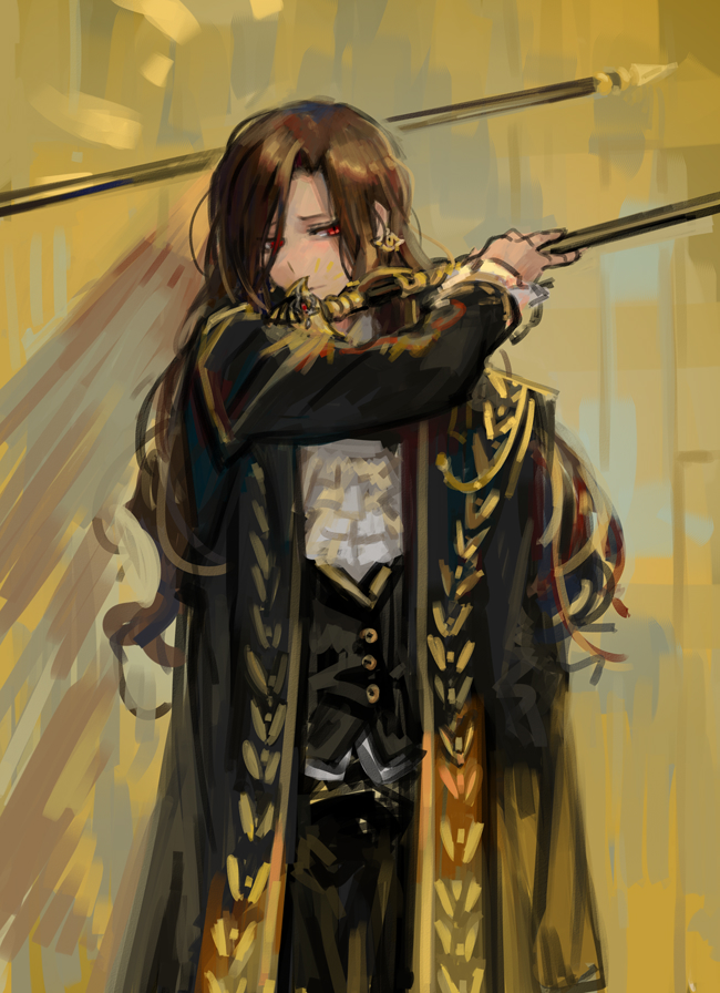 1girl, black_coat, black_vest, brown_hair, coat, dark-skinned_female, dark_skin, dias_(the_distortion_detective)