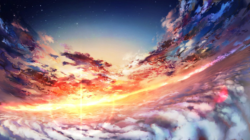above_clouds, asu_no_yozora_shoukaihan_(vocaloid), cloud_focus, clouds, dark_clouds, dutch_angle, gradient_sky, m.b