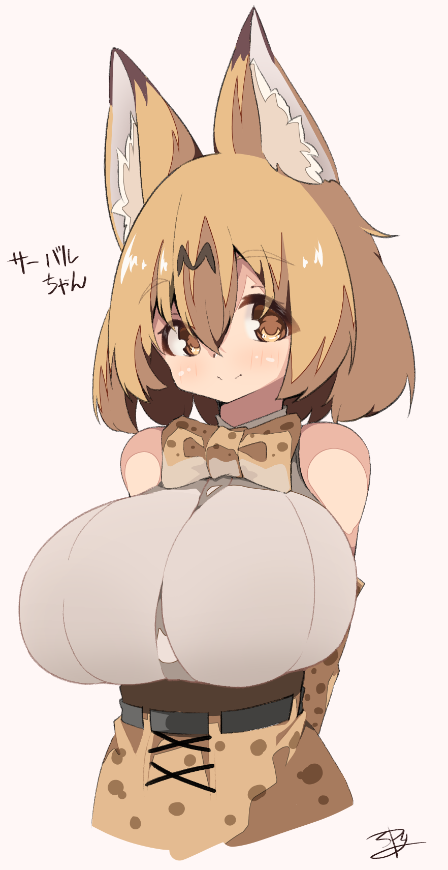 animal_ear_fluff, animal_ears, bangs, bare_shoulders, blush, bow, bowtie, breasts