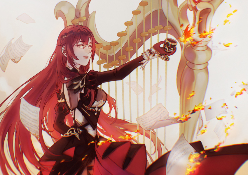 1girl, :d, back, baiduan736, bangs, chalice, dress, eden_(honkai_impact)