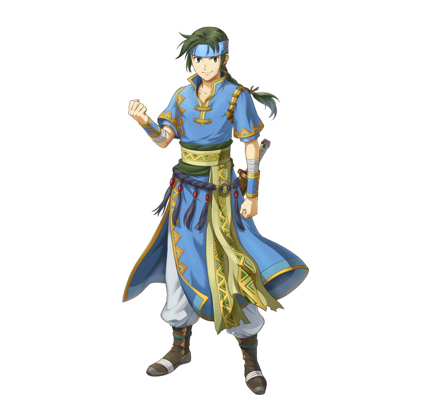 1boy, absurdres, bandages, belt, braid, clenched_hands, closed_mouth, collarbone