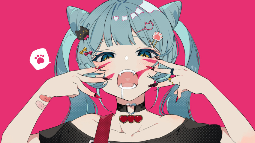 1girl, animal_(vocaloid), aqua_eyes, aqua_hair, bandaid, bandaid_on_arm, bandaid_on_wrist, bangs
