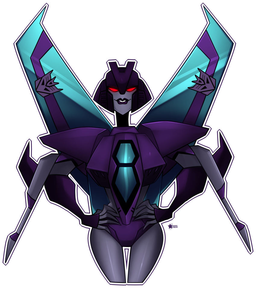 alien, breasts, chesraven, colored_skin, curvy, decepticon, grey_skin, hands_on_hips