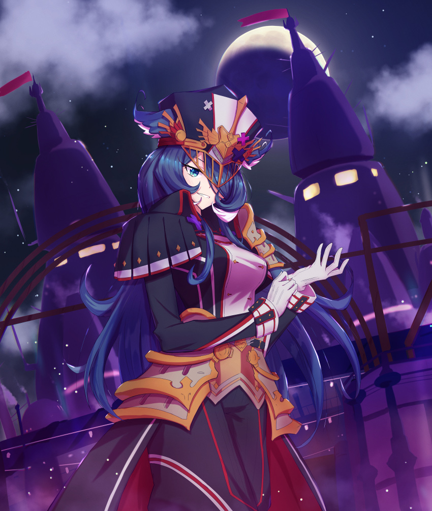 1girl, absurdres, alternate_costume, blue_eyes, blue_hair, breasts, cosplay, elira_pendora