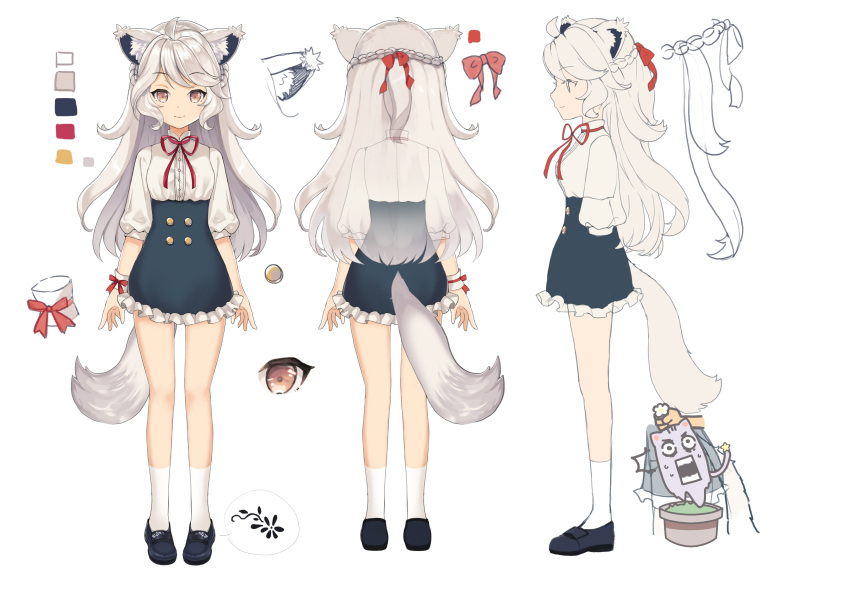 1girl, absurdres, animal_ears, character_sheet, cloud_horizon, fox_ears, fox_girl, highres