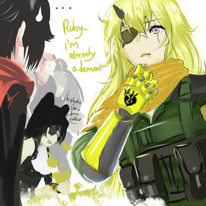 adam_taurus, armor, big_boss, black_hair, blake_belladonna, cape, cosplay, ex-trident