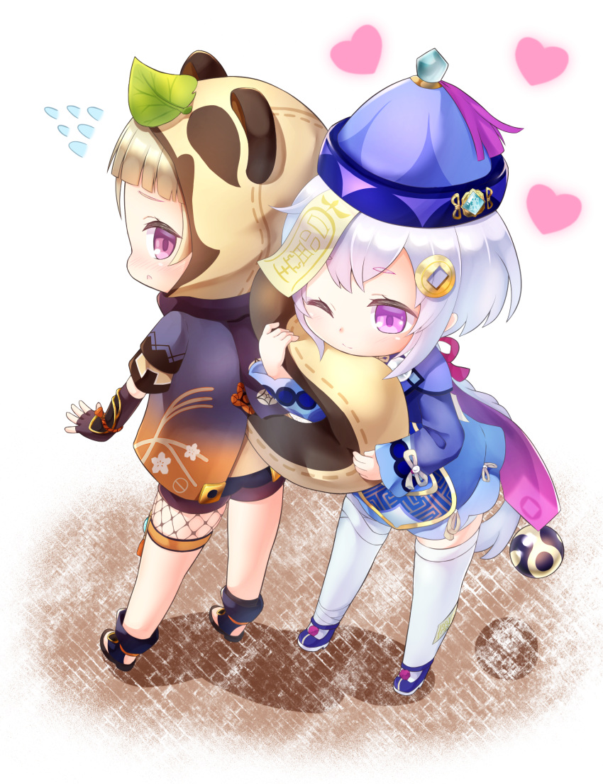 2girls, animal_ears, armguards, bangs, bead_necklace, beads, black_scarf, blunt_bangs