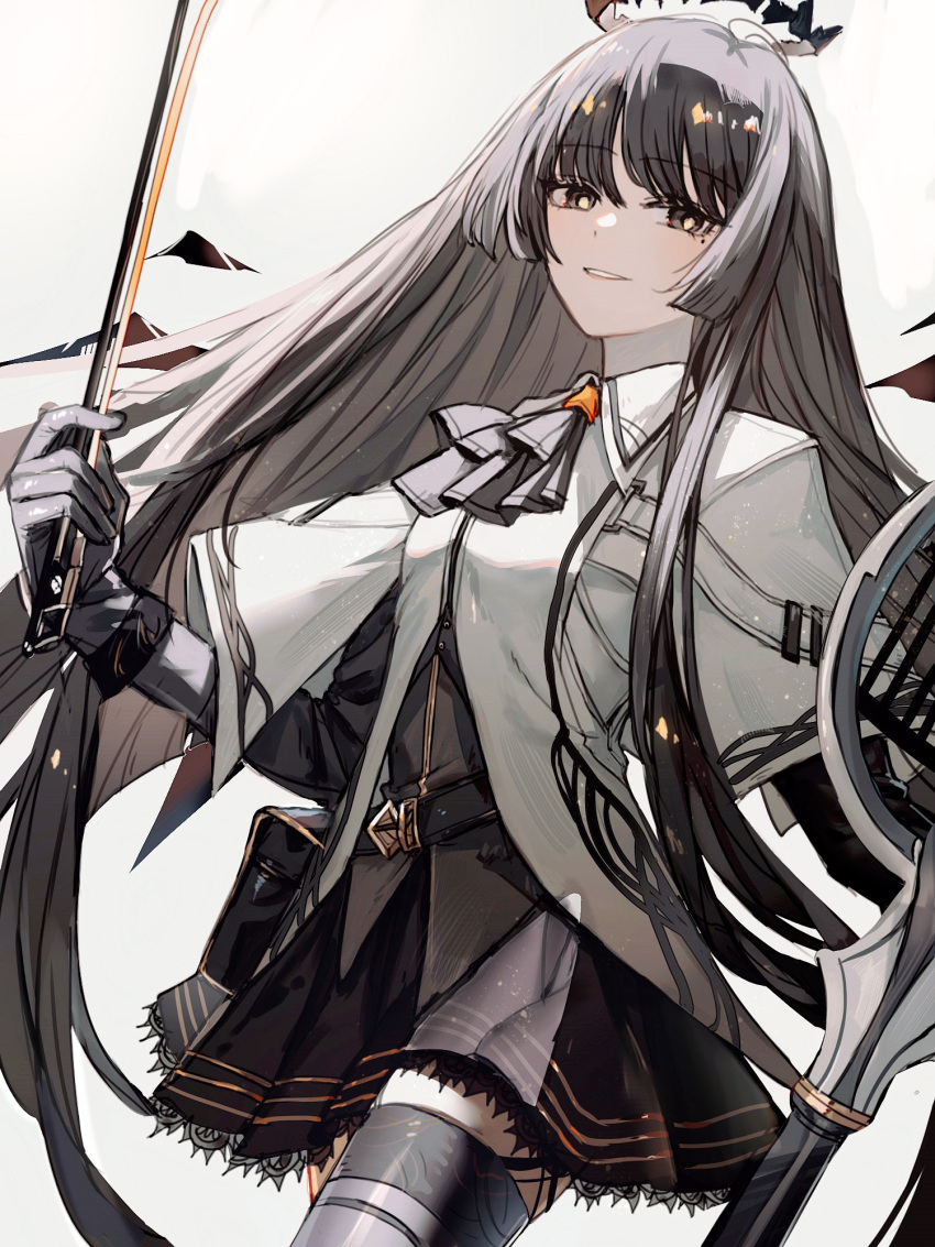 1girl, arknights, arturia_(arknights), ascot, bangs, belt, belt_pouch, black_ascot