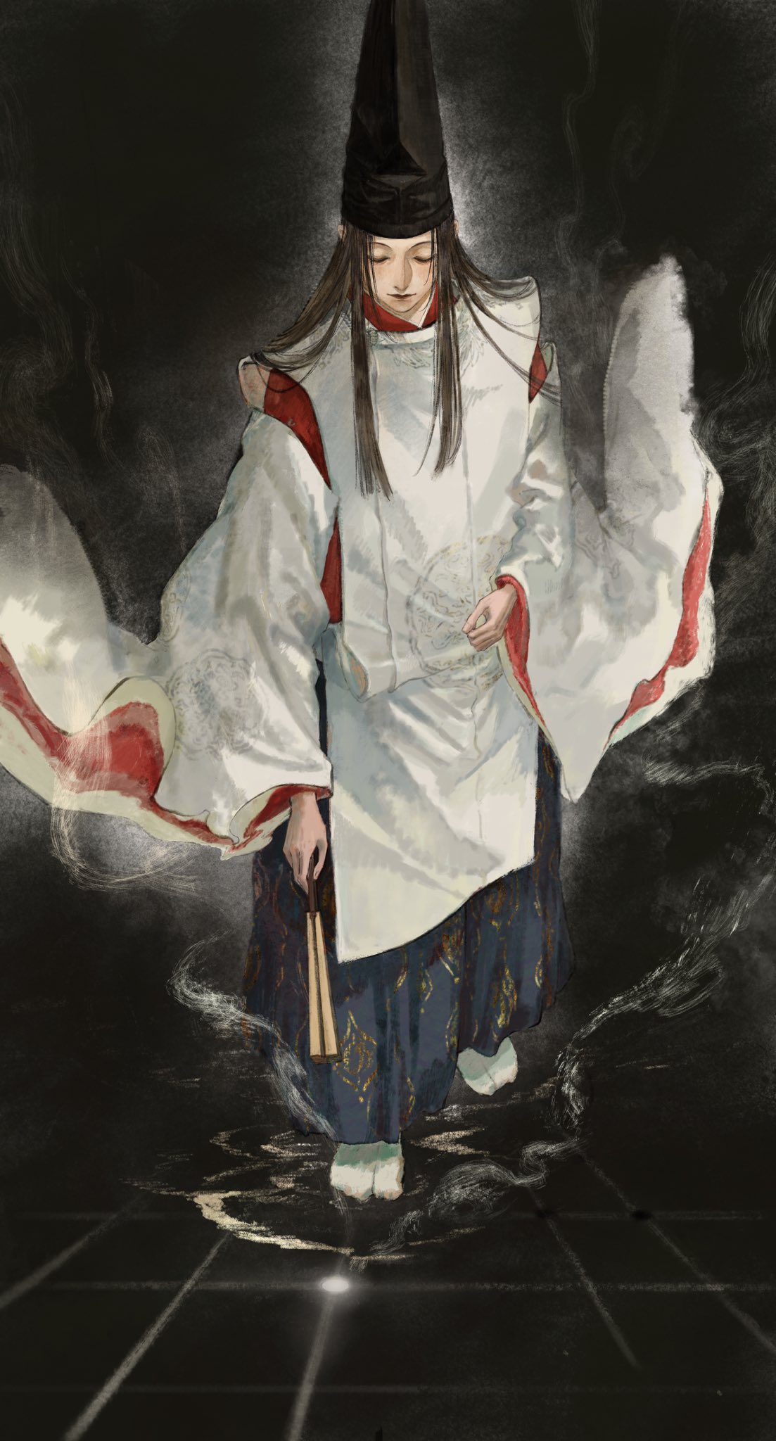 1boy, black_background, black_hair, board_game, chessboard, closed_eyes, closed_mouth, elyonlz