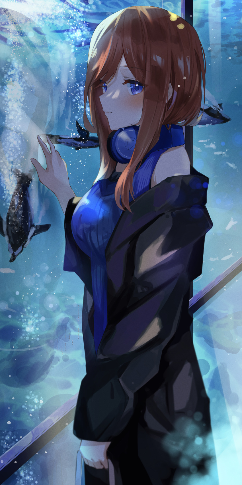 1girl, absurdres, bangs, blue_eyes, blush, breasts, brown_hair, closed_mouth