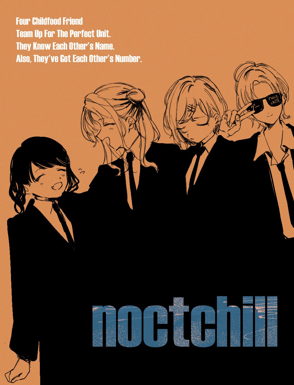 4girls, ^_^, asakura_toru, blending, closed_eyes, formal, fukumaru_koito, group_name