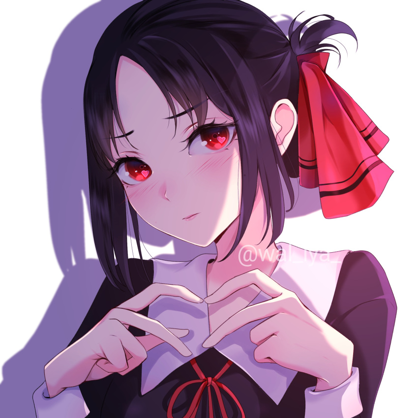 1girl, bangs, black_hair, black_shirt, blush, closed_mouth, collared_shirt, eyebrows_visible_through_hair