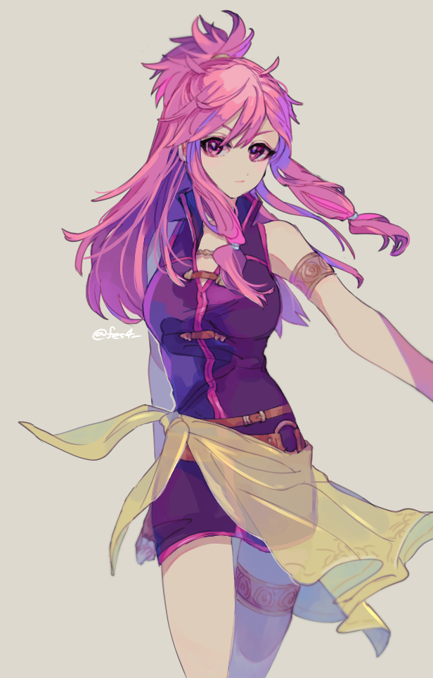 1girl, armlet, bangs, belt, black_jacket, black_skirt, breasts, brown_belt