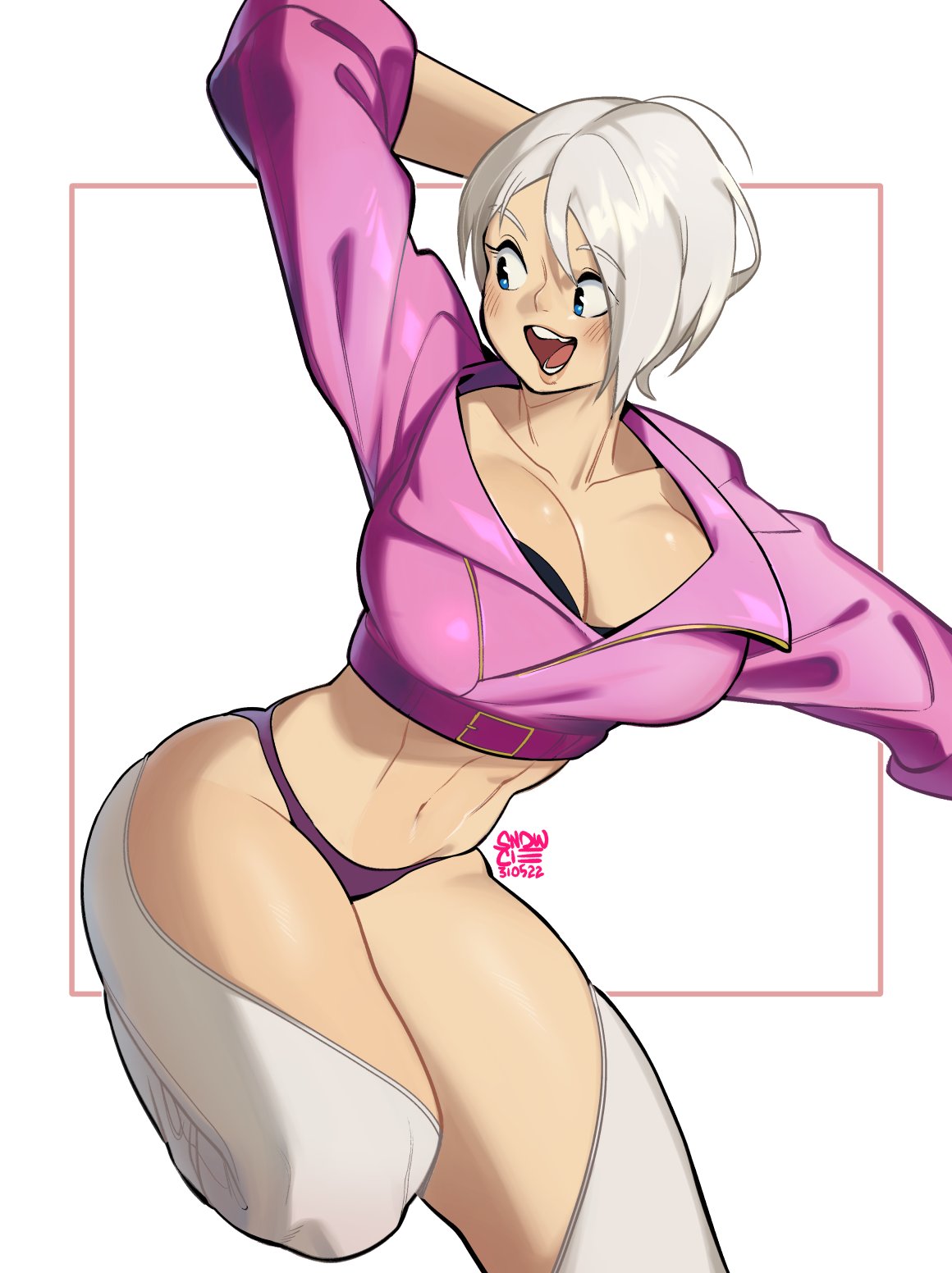 angel_(kof), breasts, highres, jacket, large_breasts, panties, snowcie, the_king_of_fighters