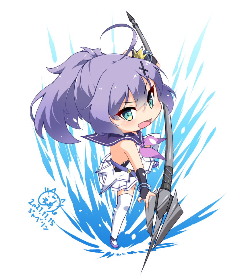 1girl, :d, azur_lane, bangs, bracelet, commentary_request, crown, english_commentary