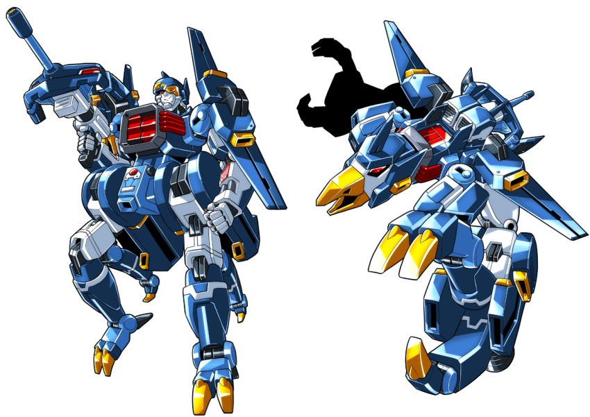autobot, clenched_hand, gun, holding, holding_gun, holding_weapon, kouichi_(kouichi-129), mecha, no_humans, red_eyes, redesign, science_fiction, side_burn_(transformers), smile, transformers, transformers_car_robots, weapon, white_background