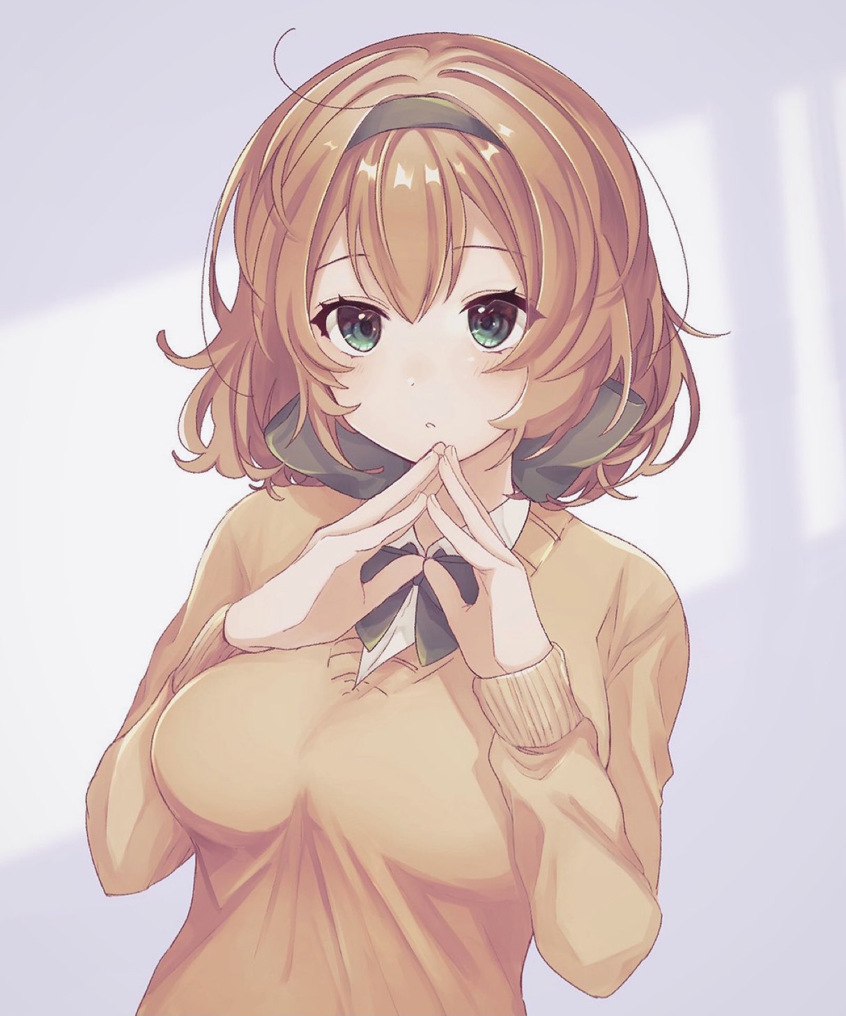 1girl, :o, axis_powers_hetalia, bangs, belgium_(hetalia), black_bow, black_bowtie, blush
