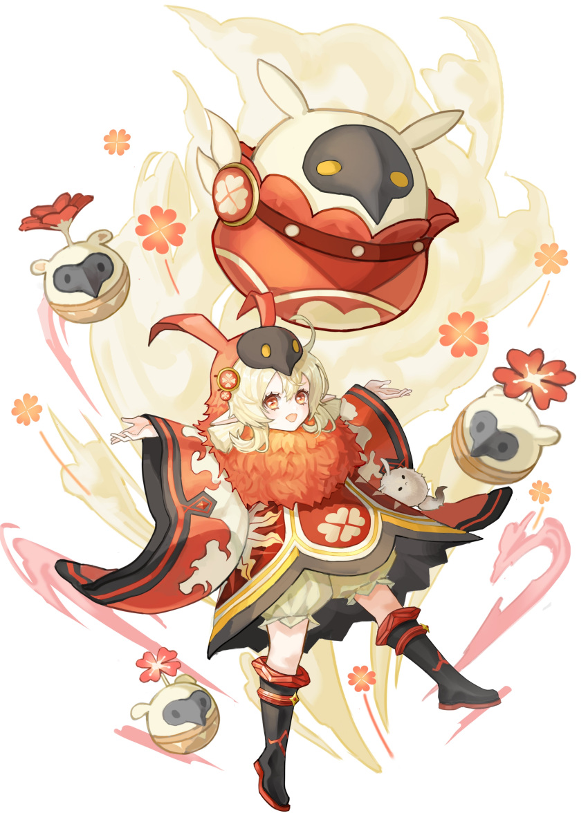 1girl, :d, absurdres, abyss_mage_(genshin_impact), abyss_mage_(genshin_impact)_(cosplay), alternate_costume, bangs, black_footwear
