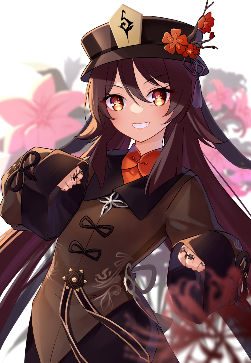 1girl, 53c, bangs, black_headwear, black_skirt, blurry, blurry_background, blurry_foreground