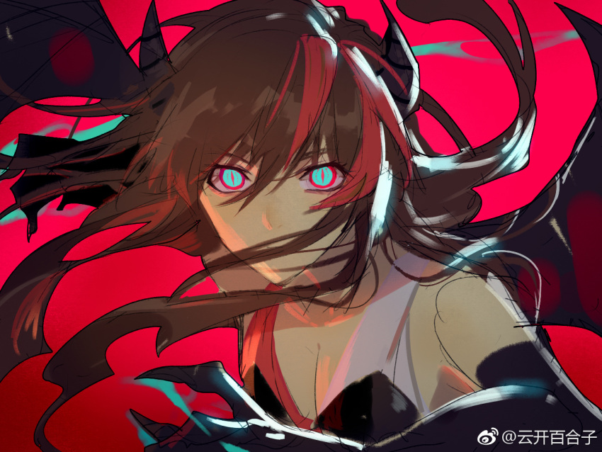 1girl, brown_hair, claws, covered_mouth, dark, dragon_knight_(dungeon_and_fighter), dragon_wings, dungeon_and_fighter