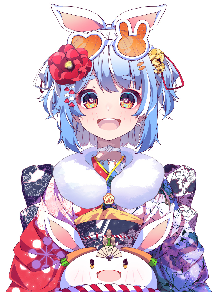 1girl, :d, absurdres, alternate_costume, amadeus_(amadeus0903), animal_ears, bell, blush