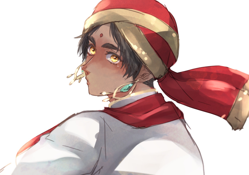 1boy, axis_powers_hetalia, bindi, brown_hair, chatsubo_jp, dark-skinned_male, dark_skin, earrings