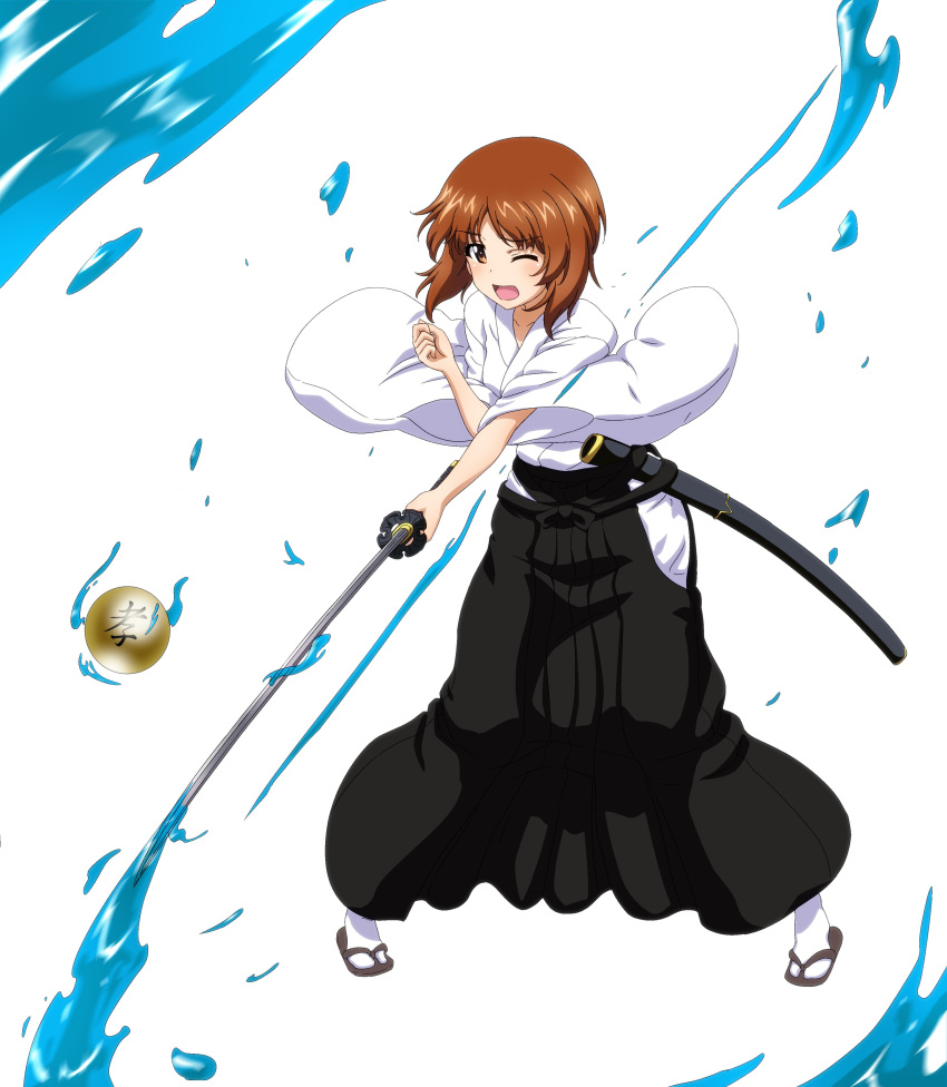 absurdres, girls_und_panzer, highres, inuzuka_shino, inuzuka_shino_moritaka, katana, key_(gaigaigai123), nansou_satomi_hakkenden, nishizumi_miho, sword, weapon