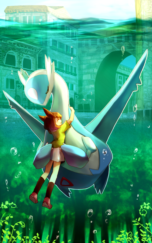 1girl, ^_^, arch, arms_up, bianca_(pokemon_heroes), black_legwear, blue_sky, brown_hair