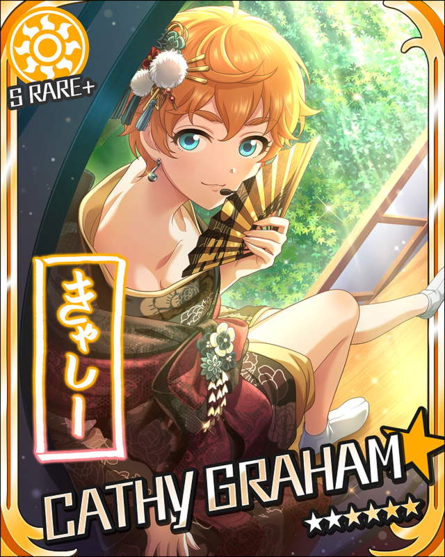 blue_eyes, blush, cathy_graham, character_name, idolmaster, idolmaster_cinderella_girls, kimono, orange_hair