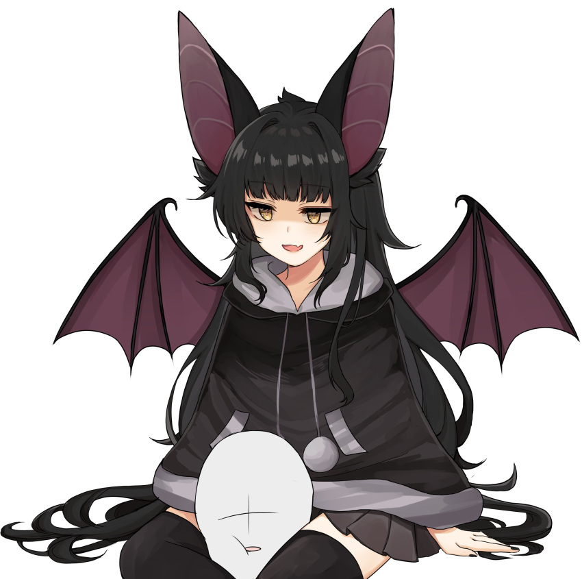 1boy, 1girl, animal_ears, bat_ears, bat_girl, bat_wings, batatvideogames, black_hair