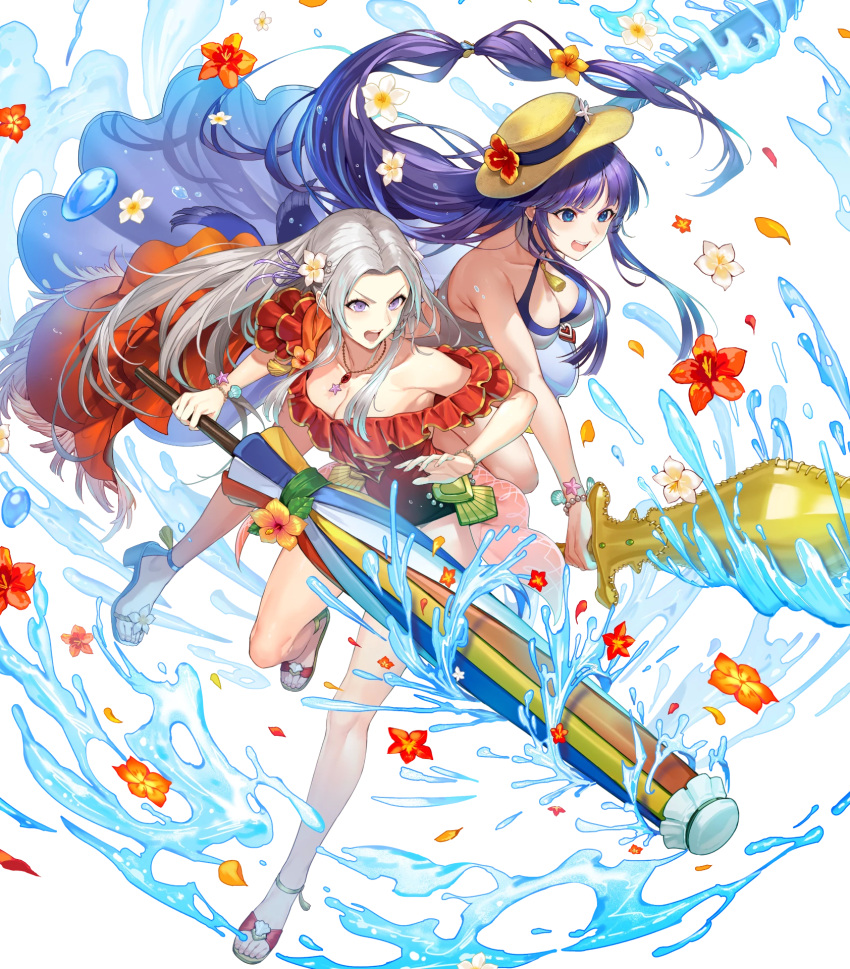 2girls, altina_(fire_emblem), attack, battle, blue_hair, determined, edelgard_von_hresvelgr_(fire_emblem), fire_emblem